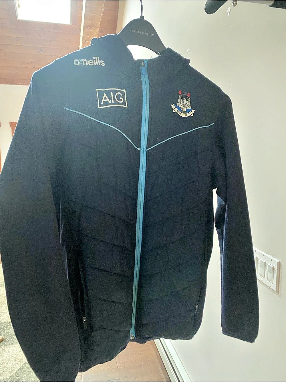 O'Neills Dublin Peak Hooded Padded Youth Jacket Black & Blue